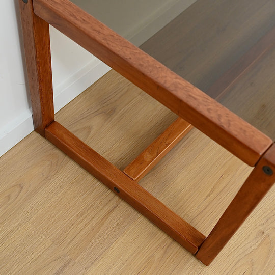 Mid Century Teak Smoked Glass Coffee Table by Chiswell
