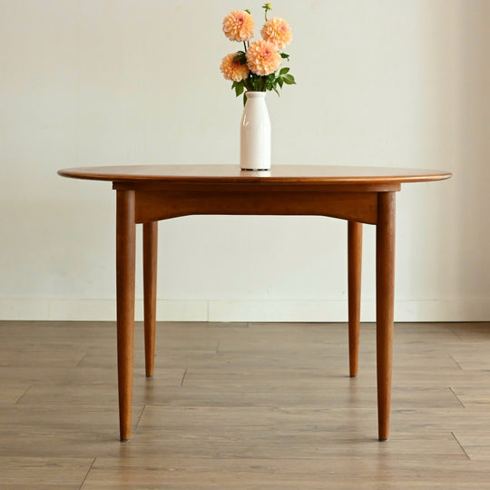 Parker Mid Century Teak Round Extendable Dining Table