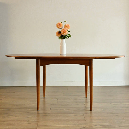 Parker Mid Century Teak Round Extendable Dining Table