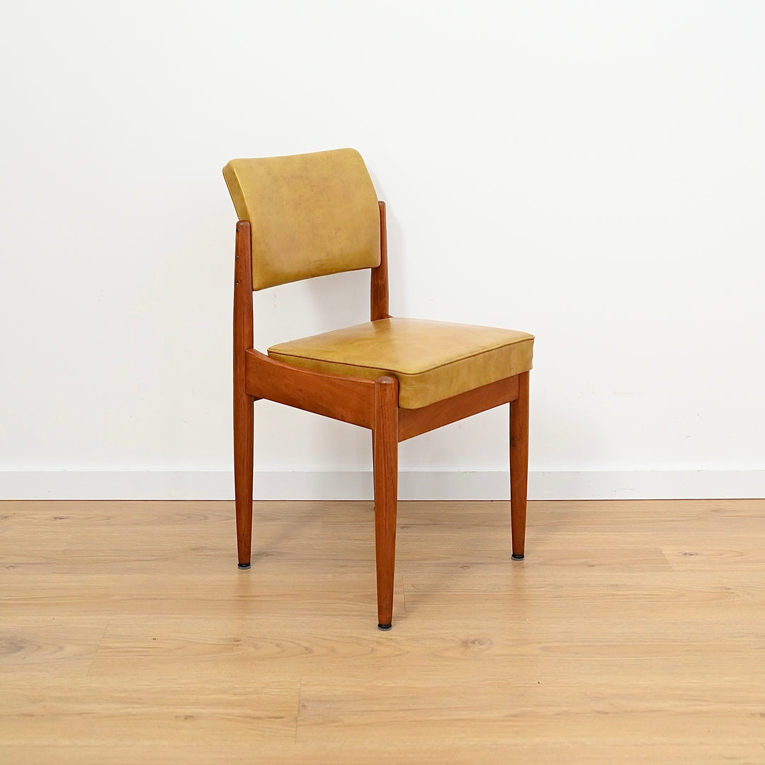 6x Mid Century Mustard Vinyl Dining Chairs by Chiswell