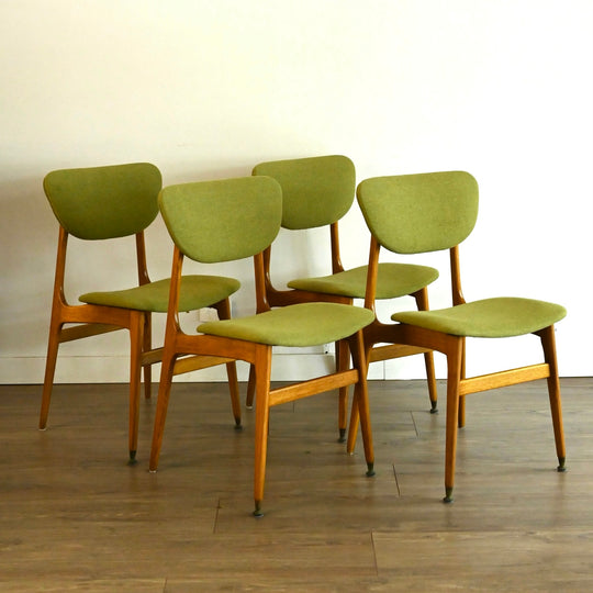 4x Mid Century Green DIning Chairs by Elite