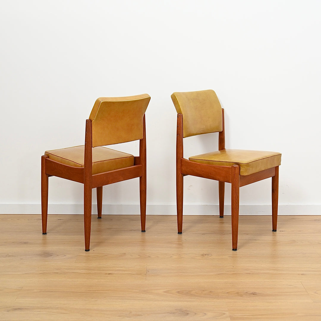 6x Mid Century Mustard Vinyl Dining Chairs by Chiswell
