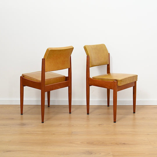 6x Mid Century Mustard Vinyl Dining Chairs by Chiswell