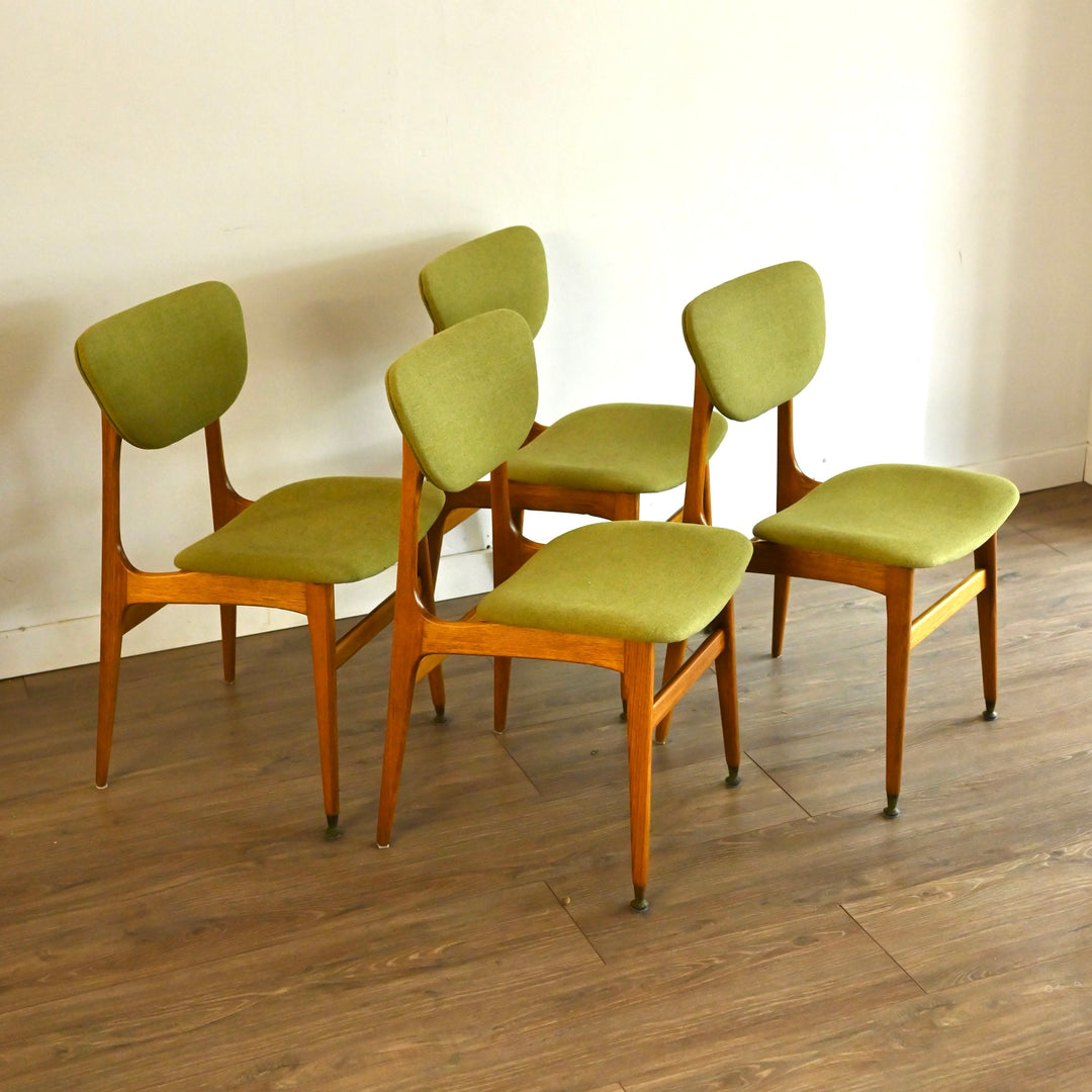 4x Mid Century Green DIning Chairs by Elite