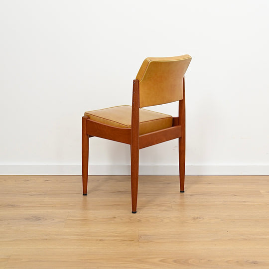 6x Mid Century Mustard Vinyl Dining Chairs by Chiswell