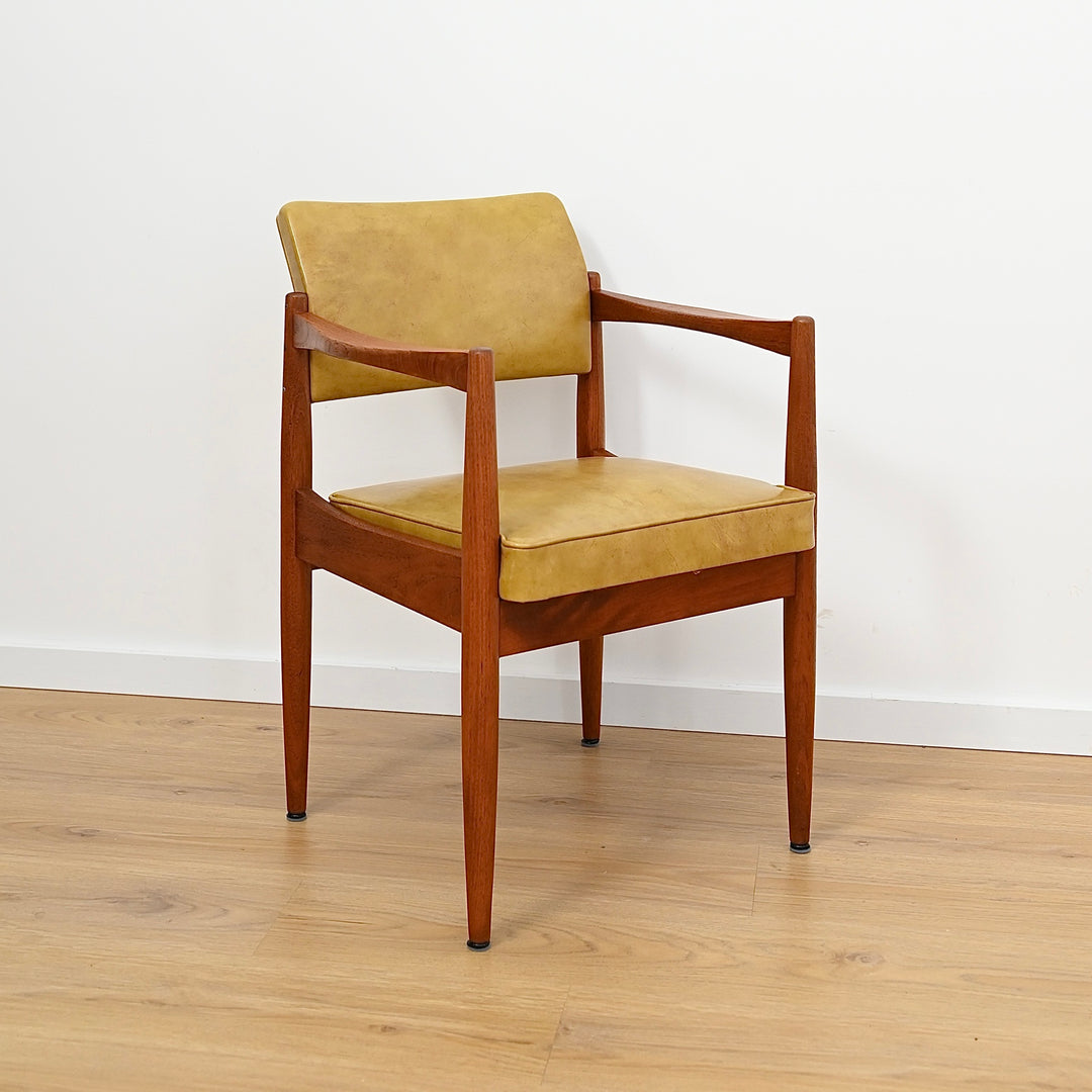 6x Mid Century Mustard Vinyl Dining Chairs by Chiswell