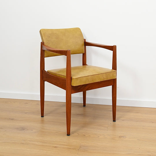 6x Mid Century Mustard Vinyl Dining Chairs by Chiswell