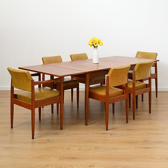6x Mid Century Mustard Vinyl Dining Chairs by Chiswell