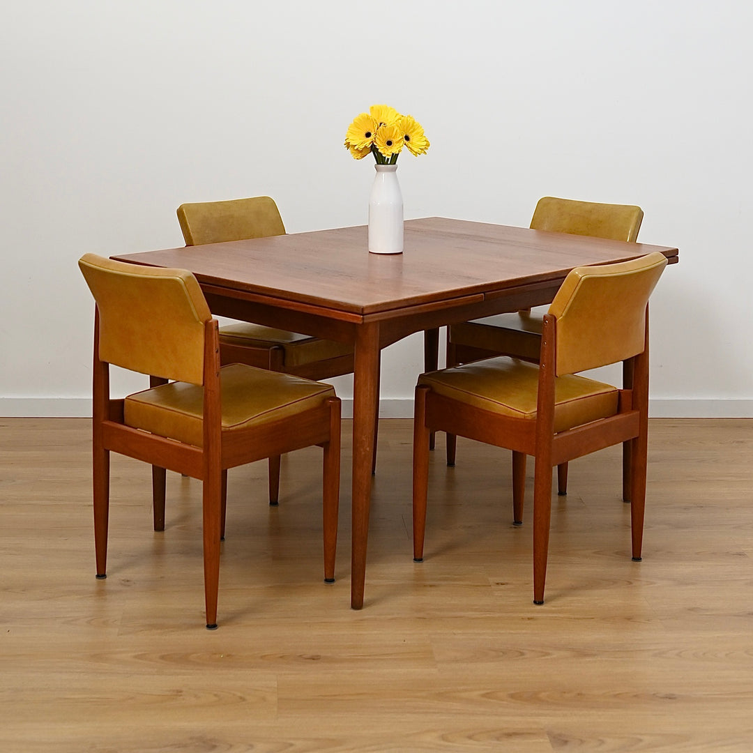6x Mid Century Mustard Vinyl Dining Chairs by Chiswell