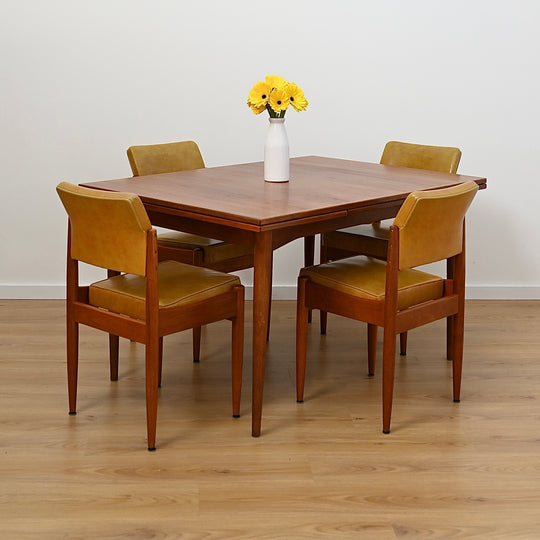6x Mid Century Mustard Vinyl Dining Chairs by Chiswell