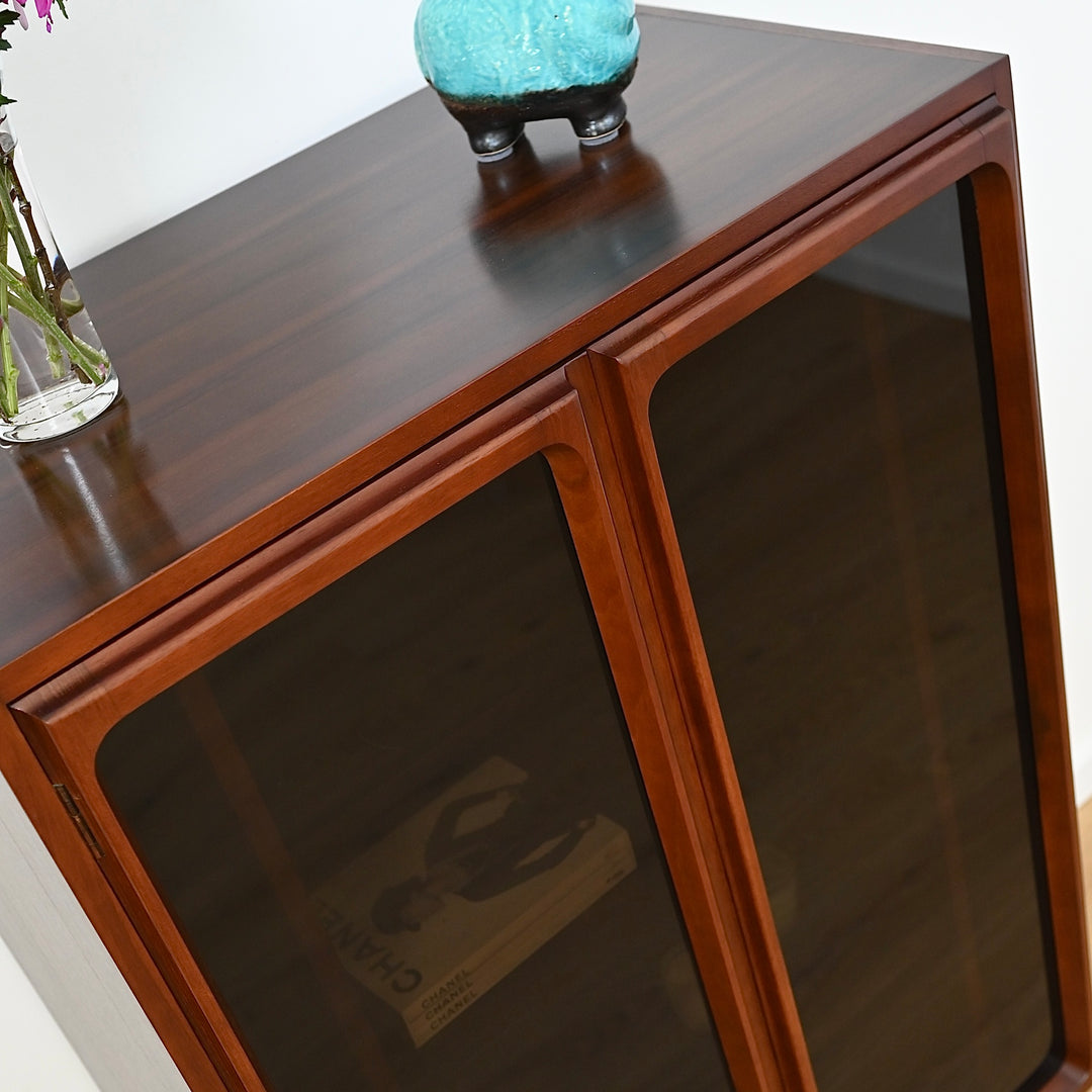 Mid Century Walnut Display LP Record Cabinet by Chiswell