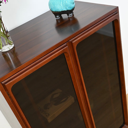 Mid Century Walnut Display LP Record Cabinet by Chiswell