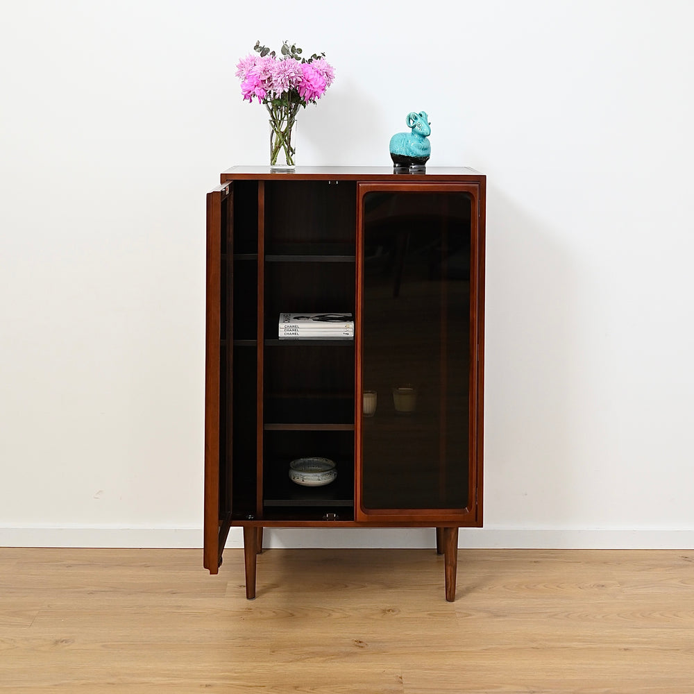 Mid Century Walnut Display LP Record Cabinet by Chiswell