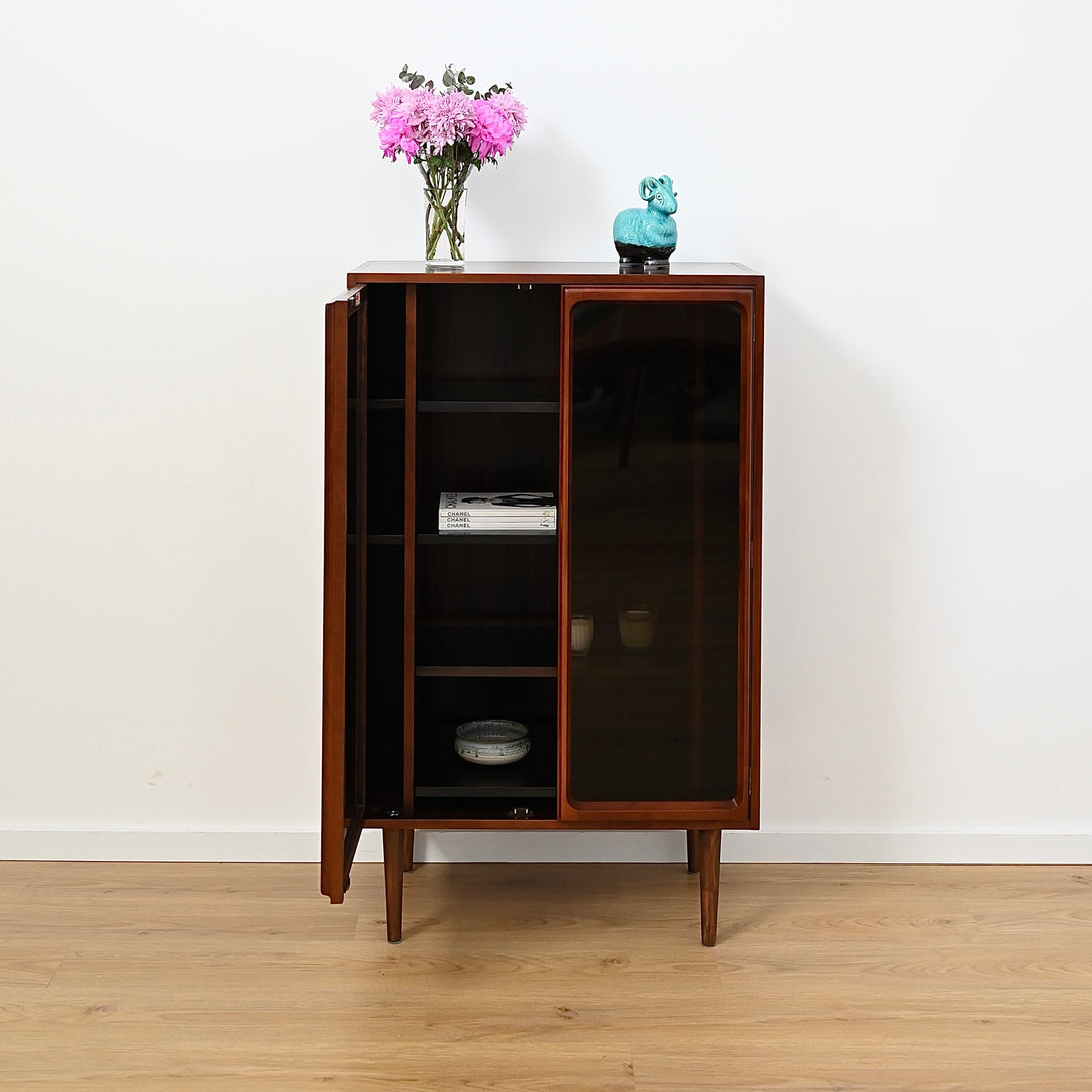 Mid Century Walnut Display LP Record Cabinet by Chiswell