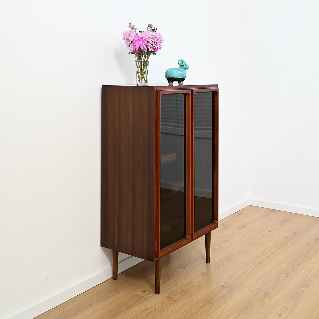 Mid Century Walnut Display LP Record Cabinet by Chiswell