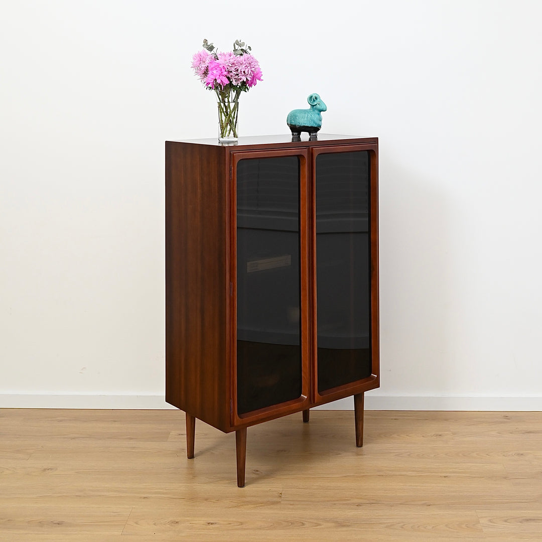 Mid Century Walnut Display LP Record Cabinet by Chiswell