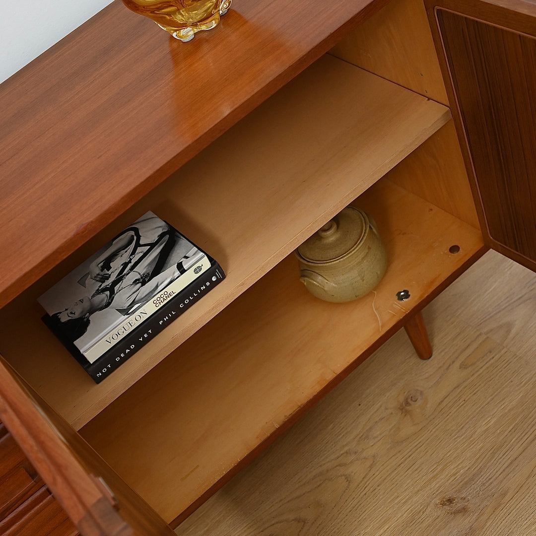 Mid Century Teak Sideboard LP Record Cabinet with Drawers by Chiswell