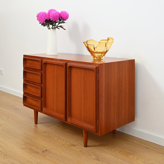 Mid Century Teak Sideboard LP Record Cabinet with Drawers by Chiswell