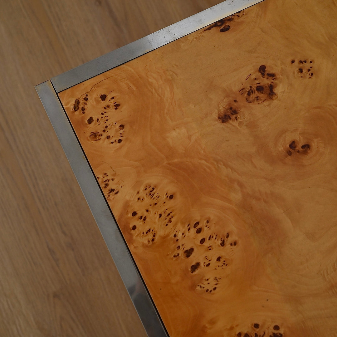 1970s Italian Burl Wood record cabinet storage unit