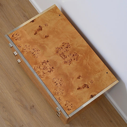 1970s Italian Burl Wood Drawers Dresser