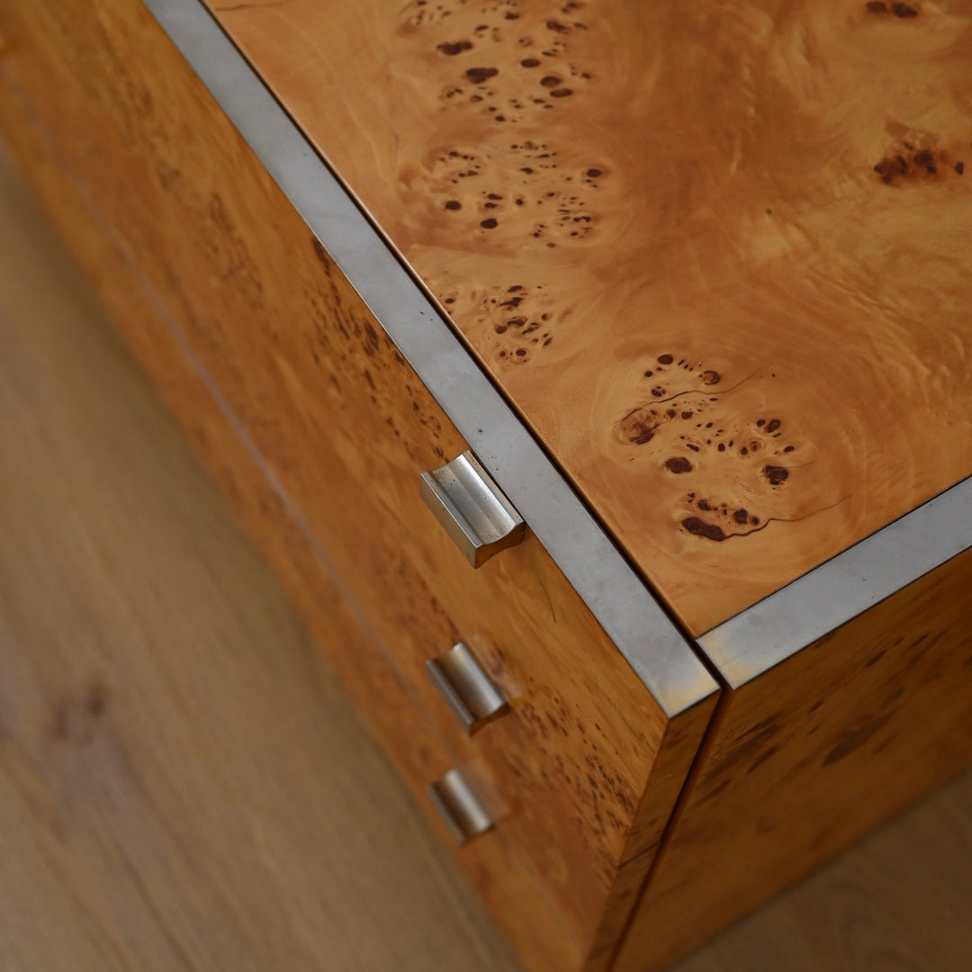 1970s Italian Burl Wood Drawers Dresser