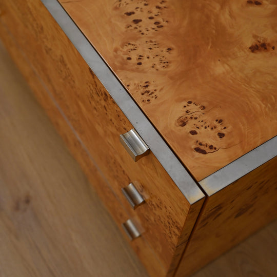 1970s Italian Burl Wood Drawers Dresser