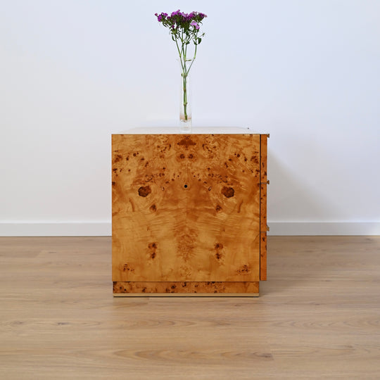 1970s Italian Burl Wood Drawers Dresser
