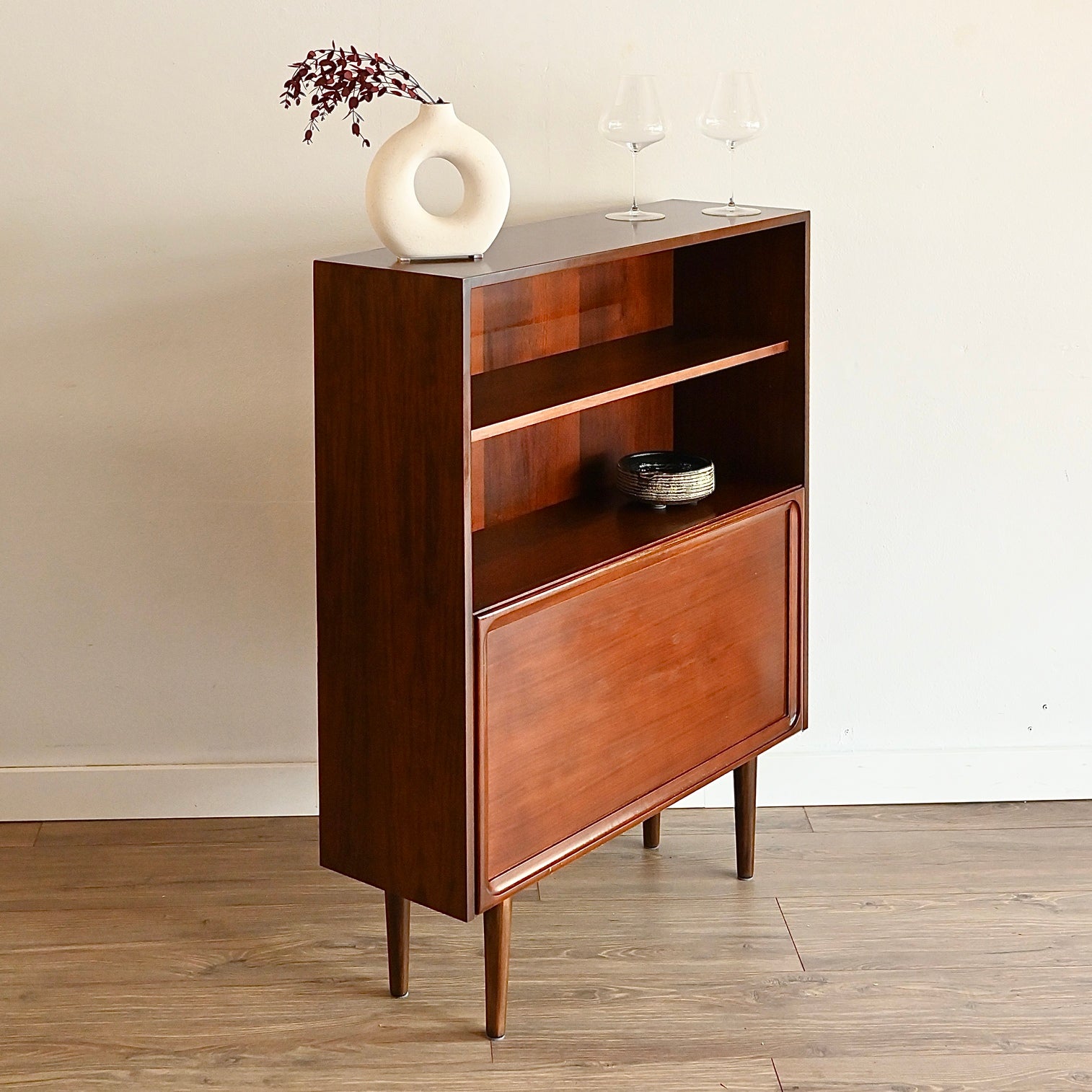 Parker Mid Century Walnut Sideboard Hutch Credenza Bar Cabinet
