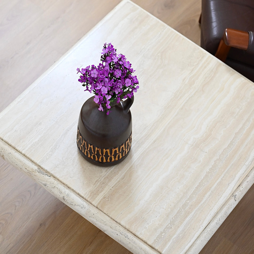 Large Vintage Square Travertine Coffee Table