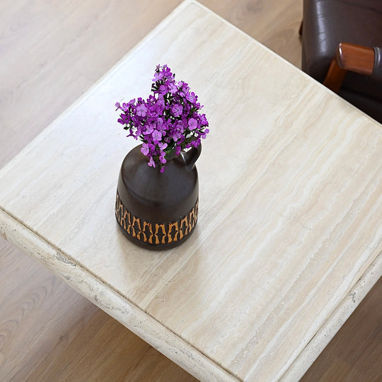 Large Vintage Square Travertine Coffee Table