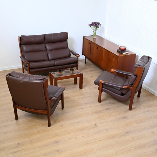 Tessa Delmont 3 Piece Leather Lounge Suite