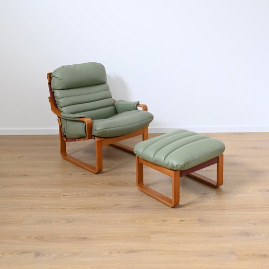 Mid Century Tessa T8 Leather Armchair and Ottoman