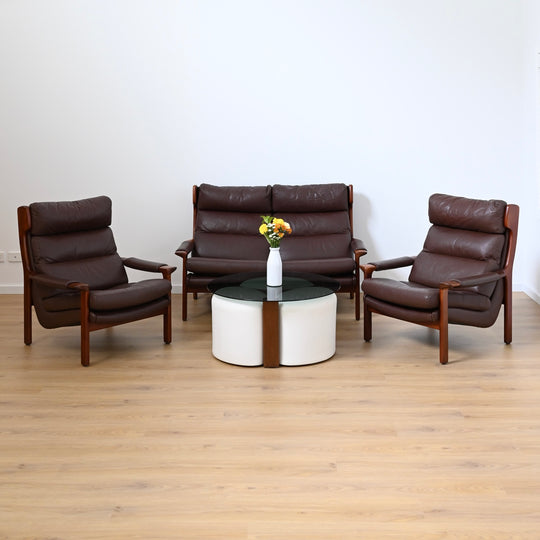 Mid Century 'Fondue' Coffee Table with Ottomans by TH Brown