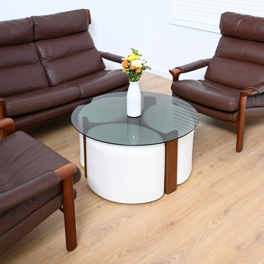 Mid Century 'Fondue' Coffee Table with Ottomans by TH Brown