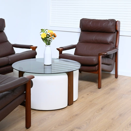 Mid Century 'Fondue' Coffee Table with Ottomans by TH Brown