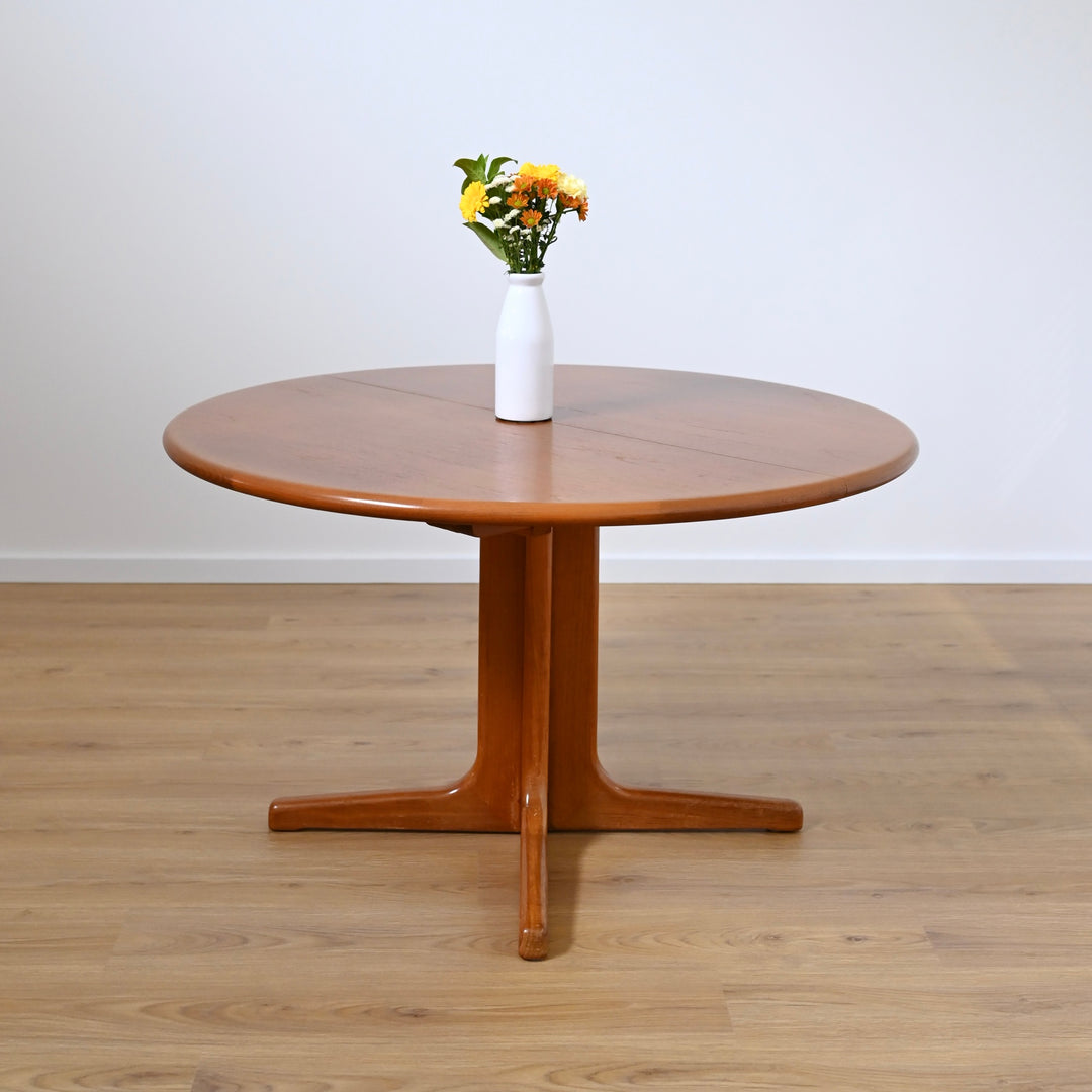 Mid Century Teak Extendable Round Dining Table