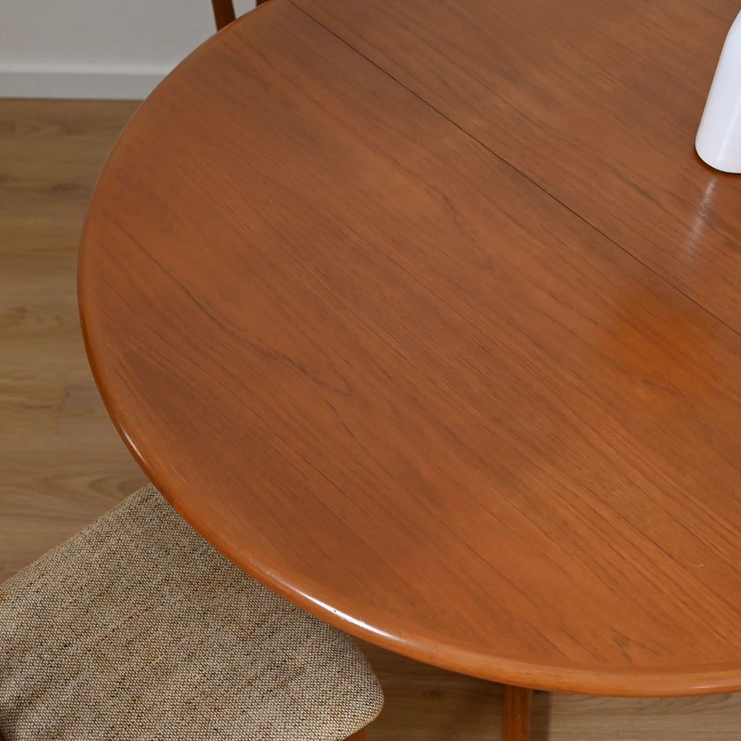 Mid Century Teak Extendable Round Dining Table