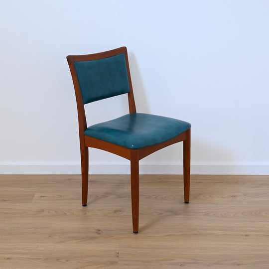 6x Mid Century Teak Dining Chairs by Chiswell with Teal Upholstery