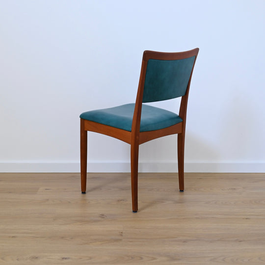 6x Mid Century Teak Dining Chairs by Chiswell with Teal Upholstery