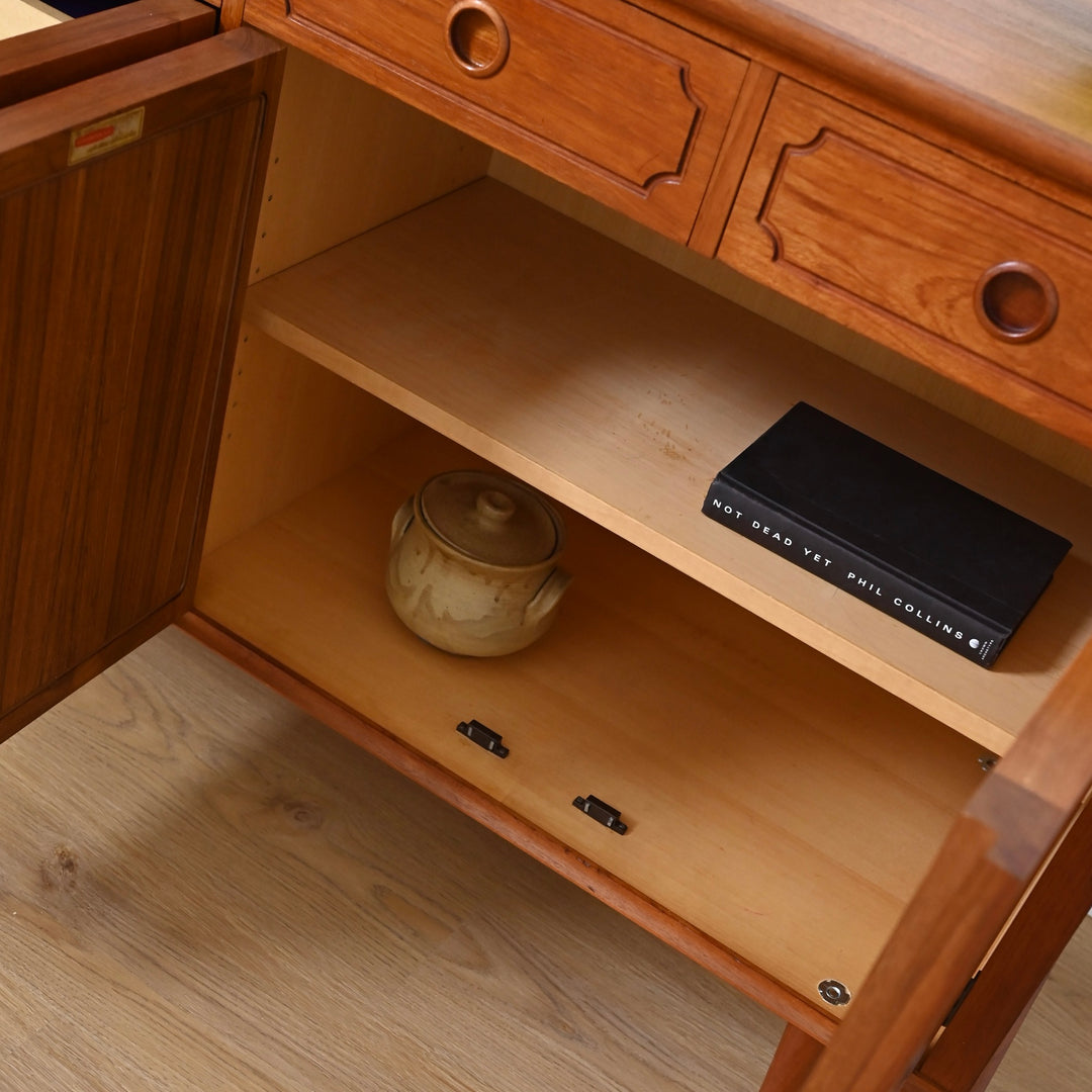 Mid Century Teak Sideboard Buffet LP Record Cabinet by Chiswell