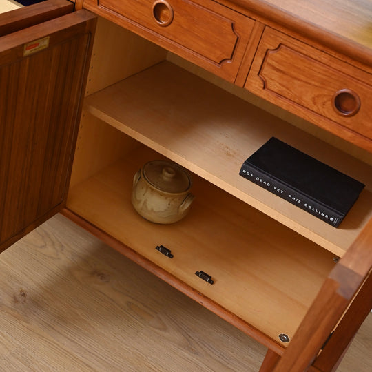 Mid Century Teak Sideboard Buffet LP Record Cabinet by Chiswell