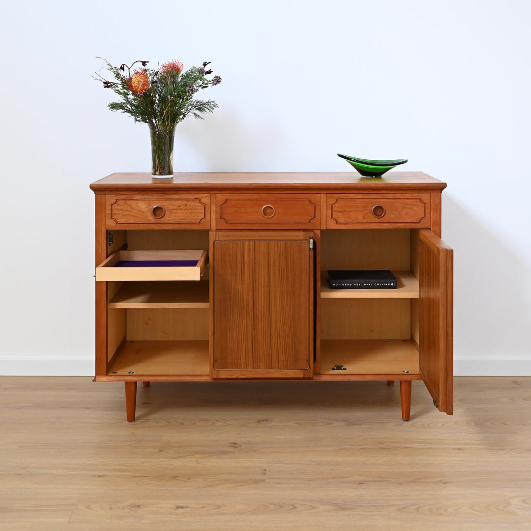 Mid Century Teak Sideboard Buffet LP Record Cabinet by Chiswell