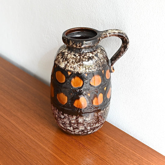Mid Century Retro West German Fat Lava Glazed Medium Jug Vase