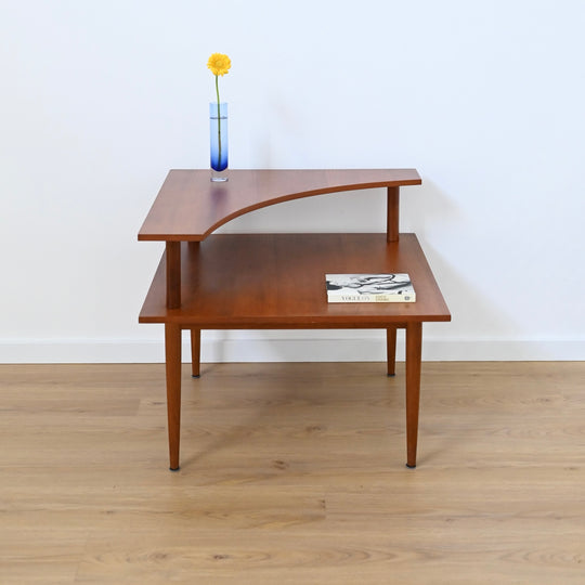 Mid Century Teak Corner Coffee Side Table