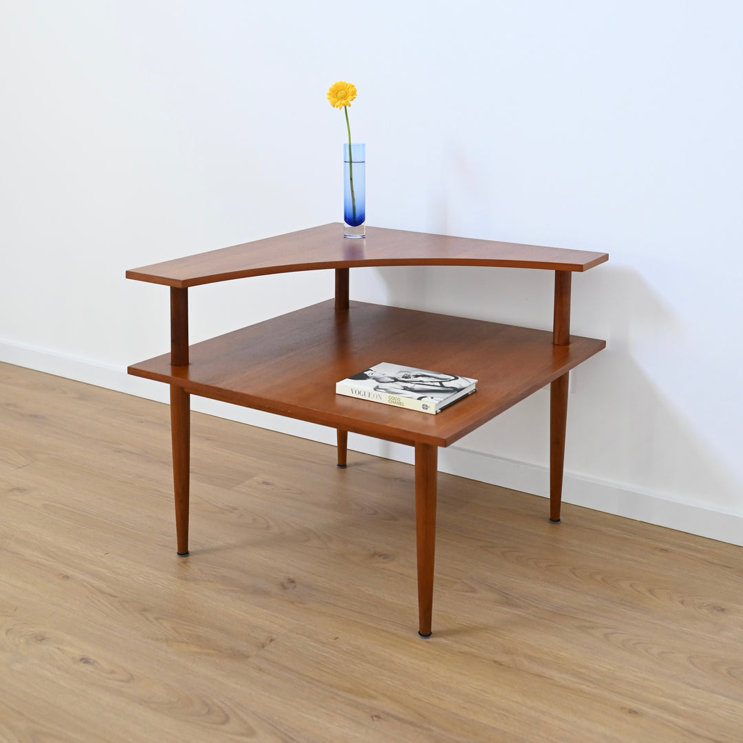 Mid Century Teak Corner Coffee Side Table