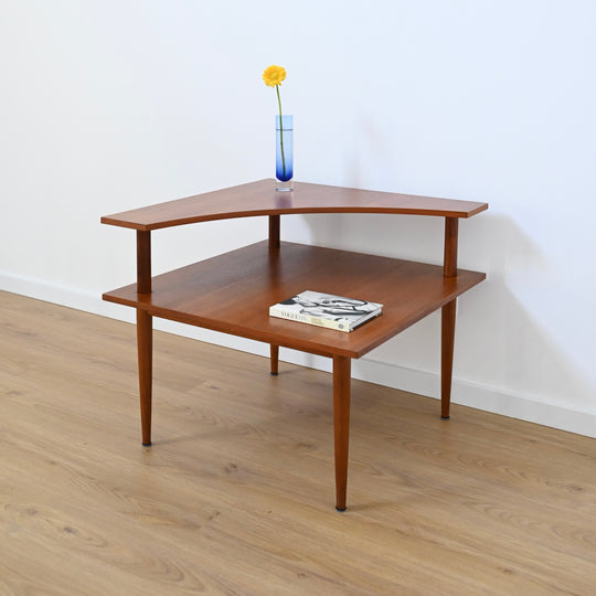 Mid Century Teak Corner Coffee Side Table