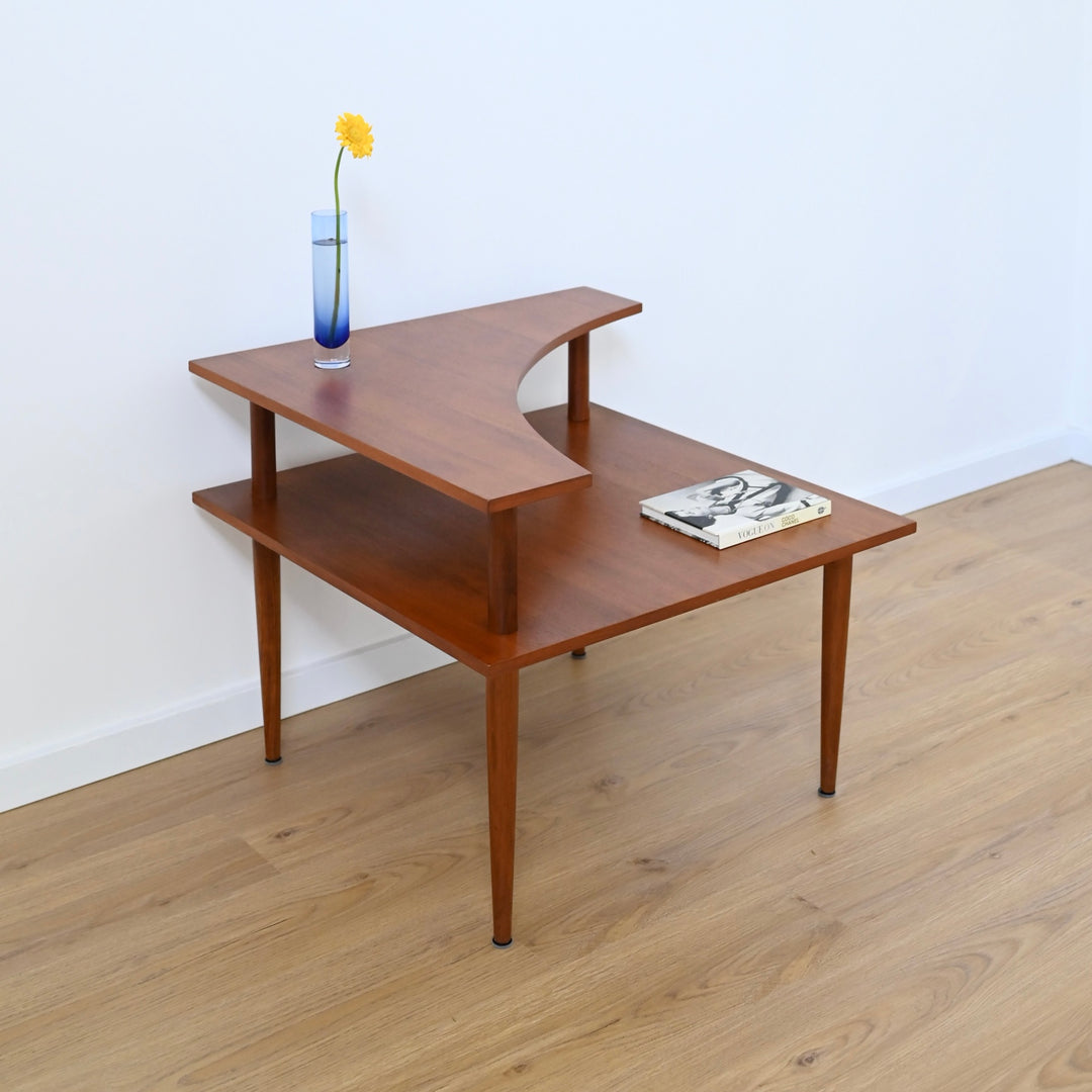 Mid Century Teak Corner Coffee Side Table