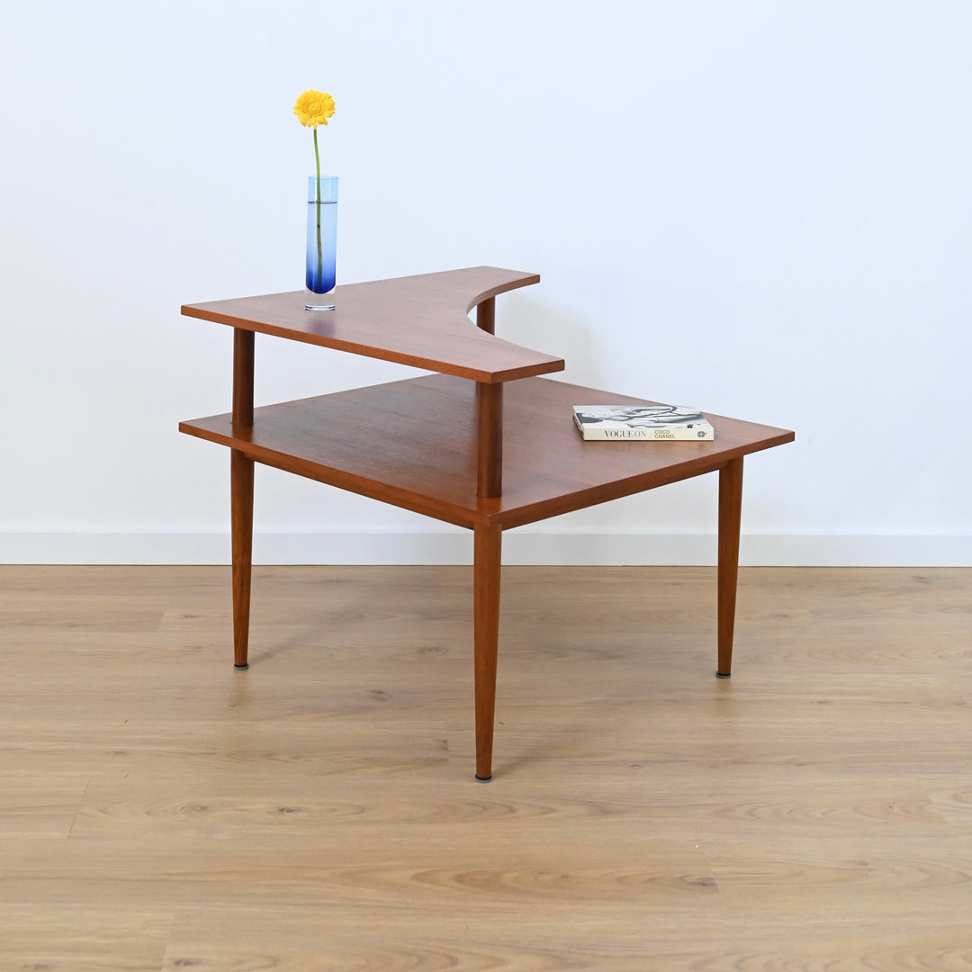Mid Century Teak Corner Coffee Side Table