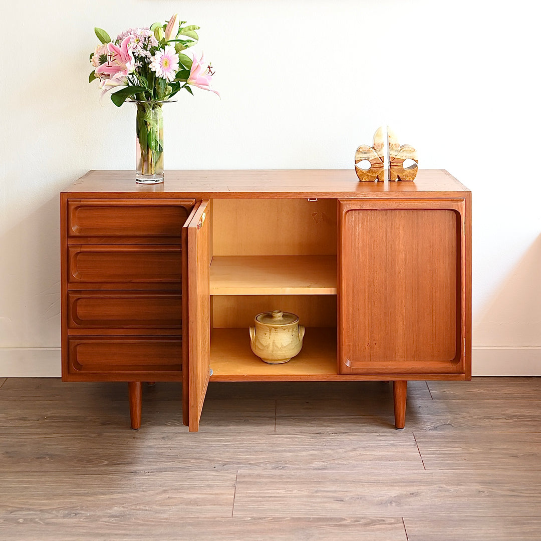 Mid Century Teak Sideboard LP Record Cabinet Drawers by Chiswell