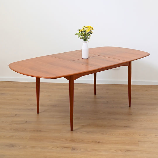 Parker Mid Century Teak Extendable Dining Table D End Elliptical